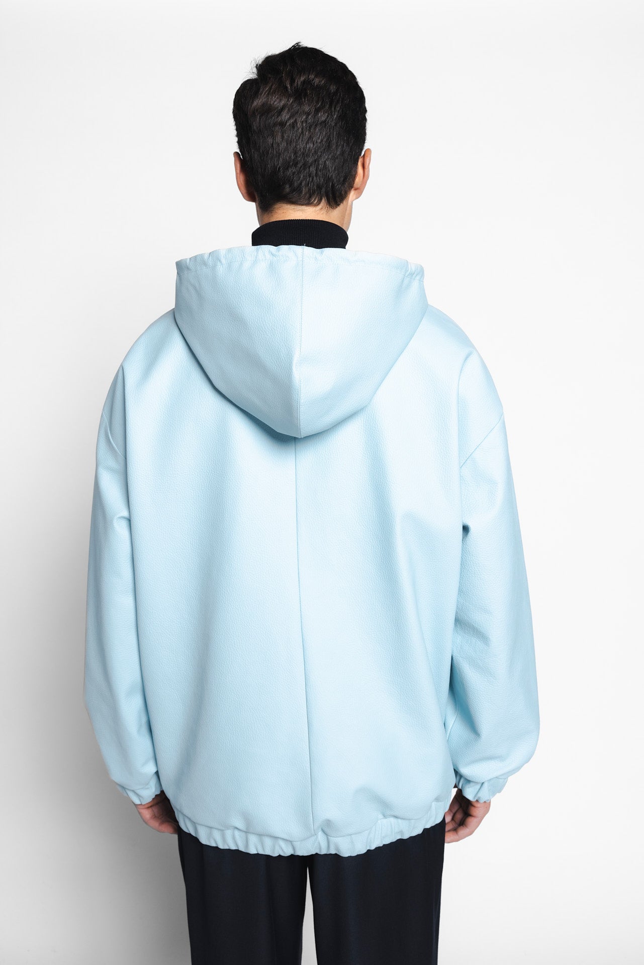 Leather Hoodie Ice Blue